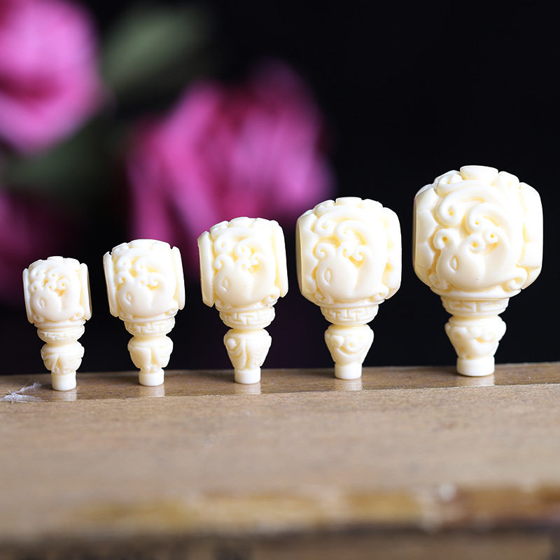 仿象牙果三通回纹葫芦头仿象牙佛头河马牙圆珠diy饰品配件散珠