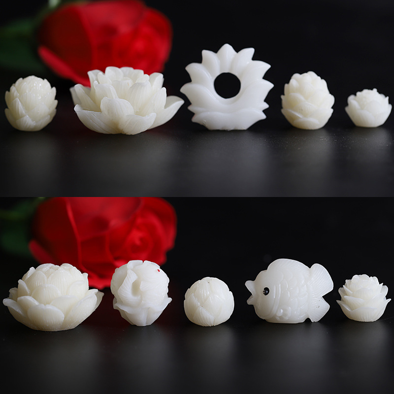 挂件白玉莲花瑞晨饰品树脂