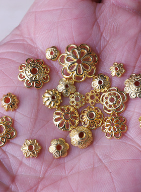 新款全金色花托 镀后金的 DIY饰品材料 藏银配件 花托花帽