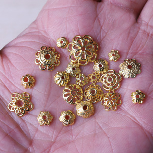 新款全金色花托 镀后金的 DIY饰品材料 藏银配件 花托花帽