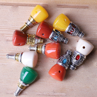 蜜蜡双色三通手串隔珠合金古银镶嵌款 配件小金刚藏猴头菩提新款