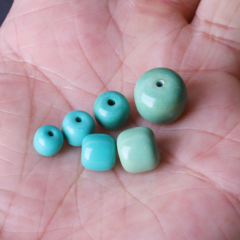 高瓷鼓珠饰品diy全新蓝松石桶珠