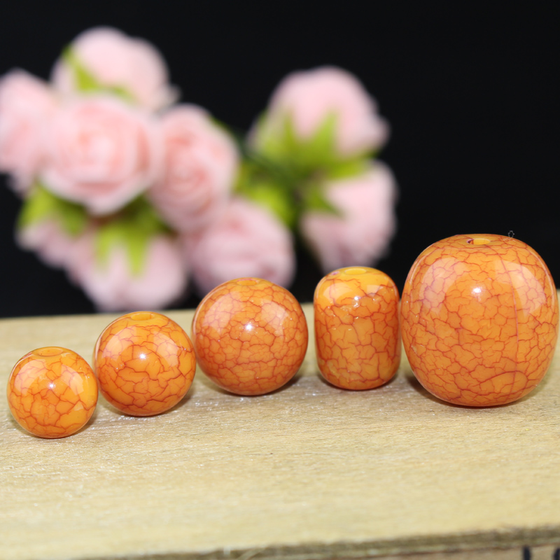 蜜蜡散珠做耳饰品材料串珠diy手工制作裂纹珠子配件手串散珠