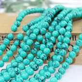 优化绿松石4 新品 10mm圆珠按条卖 DIY饰品配件绿松石散珠