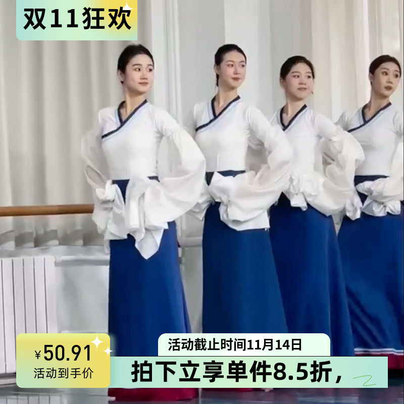 藏族舞蹈演出服装女成人民族民间表演舞练功服练习大摆裙班服定做