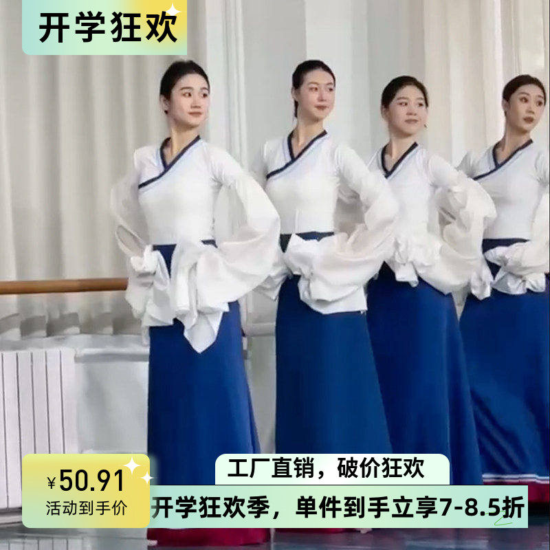 藏族舞蹈演出服装女成人民族民间表演舞练功服练习大摆裙班服定做