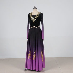 新疆维吾族舞蹈演出服女剧目服艺考练习大摆裙少数民族舞蹈表演服