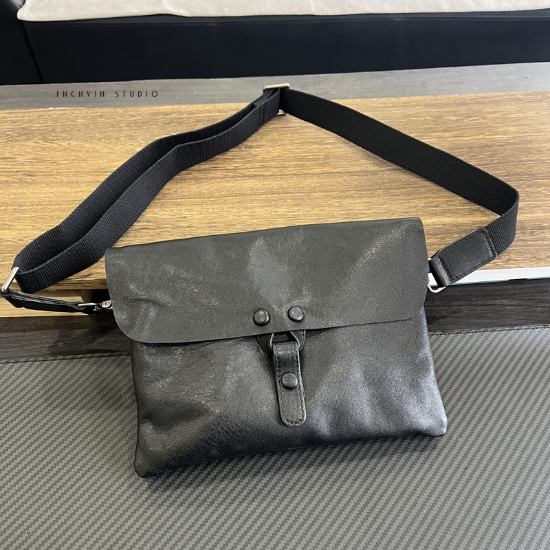 北欧风 无痕手工植鞣羊皮单肩斜挎手拎多用男士包 男休闲复古皮包