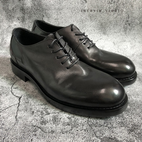 植鞣马皮沿条工艺皮底男士皮鞋