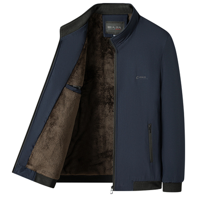 爸爸外套中年加绒加厚夹克衫棉衣