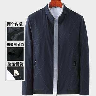 春秋中年男士薄款夹克衫爸爸装休闲宽松外套中老年春装加绒加厚男