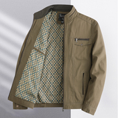 男40 爸爸装 立领宽松外套秋装 中年男士 50岁薄上衣 春秋纯棉夹克衫