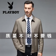 Playboy áo khoác nam trung niên ve áo mùa xuân và mùa thu kinh doanh bình thường ông nội trung niên áo khoác màu cha rắn - Cao bồi