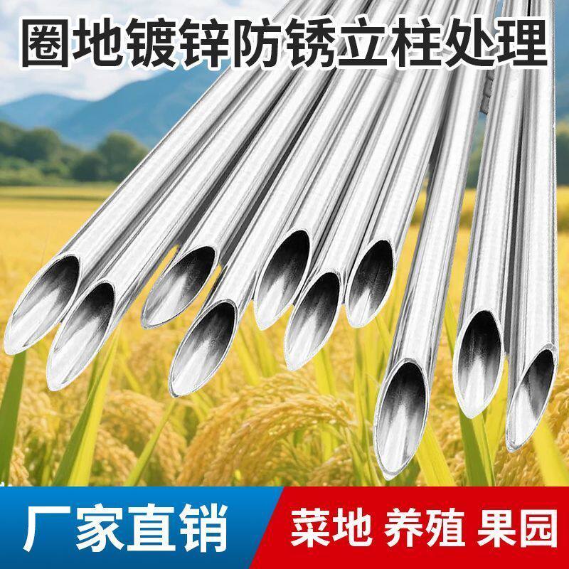 【顺丰包邮】养殖围栏网镀锌尖头钢管立柱铁丝网围栏防锈铁柱栏杆