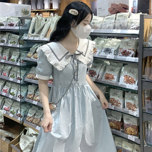 茶歇法式连衣裙女夏季15初中学生13少女12岁大童设计感裙子仙女裙