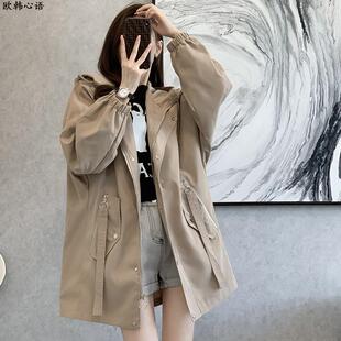 时尚中长款风衣外套女显瘦英伦风大码胖MM收腰夹克春秋天显高风衣