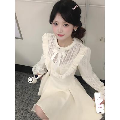 富家千金miu系高级感蕾丝连衣裙女秋小个子气质公主生日蓬蓬裙子