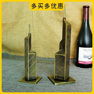 香港中银大厦模型中国银行大楼金属工艺品合金建筑摆件旅游纪念物