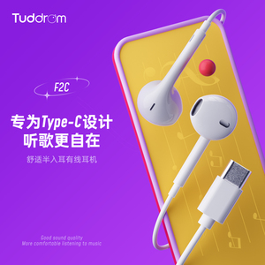 小魔鸭F2C耳机半入耳式typec数字音频高音质有线带麦适用华为荣耀