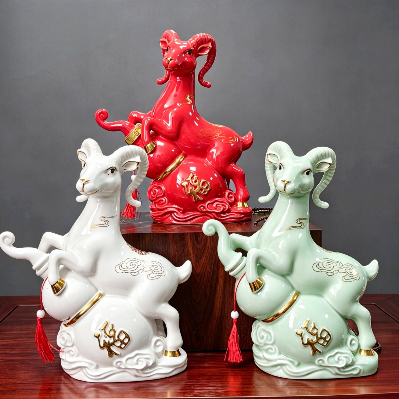 空瓶 瑞羊纳福景德镇陶瓷生肖羊酒瓶酒壶密封装饰创意酒坛3斤装