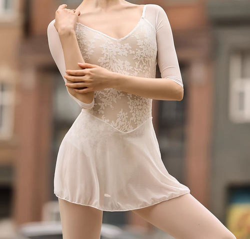 芭蕾舞服连衣裙练功服网纱体操服成人女形体服舞蹈服DZ55