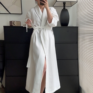 W五星酒店睡袍女长款纯棉吸水速干浴袍浴衣高端万豪简约家居服
