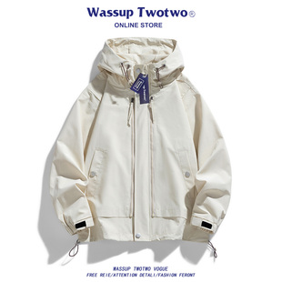 TWO 宽松休闲美式 TWO户外机能风连帽夹克男士 新款 外套 秋季 WASSUP