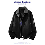 TWO TWO撞色翻领夹克男款 2026春季 WASSUP 新款 宽松高级感痞帅外套