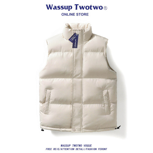 WASSUP TWO TWO情侣羽绒棉马夹秋冬季外穿加厚保暖背心灯芯绒马甲