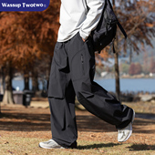 TWO TWO休闲裤 男春季 WASSUP 2026宽松多口袋直筒垂坠感户外运动裤