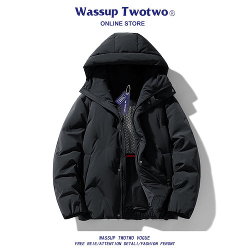 WASSUP TWO TWO羽绒服男士外套冬季新款潮流休闲加厚保暖白鸭绒男