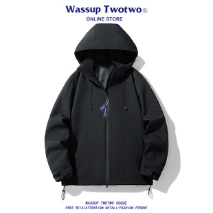 户外防风登山服连帽美式 WASSUP 秋季 TWO软壳冲锋外套男士 夹克 TWO