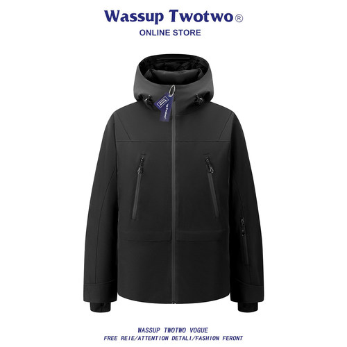 WASSUP TWO TWO美式复古90鸭绒羽绒服2025新款宽松百搭连帽外套男