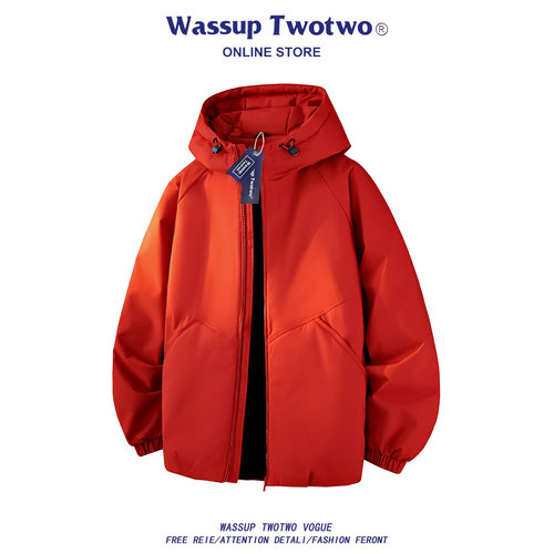WASSUP TWO TWO美式工装羽绒服男加厚冬季2025新款情侣轻薄外套潮