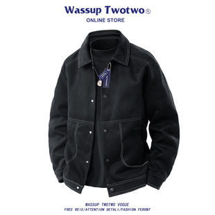 潮流帅气宽松舒适翻领外套男 TWO飞行员夹克男2025秋季 WASSUP TWO