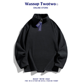 TWO TWO潮流纯色半高领长袖 上衣高级感休闲德绒打底衫 WASSUP 男士