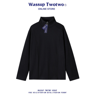 重磅高领加厚卫衣男春秋潮牌休闲情侣外套男款 TWO美式 TWO WASSUP