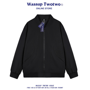 春秋新款 WASSUP 飞行夹克外套男士 TWO美式 潮牌休闲简约棒球服 TWO