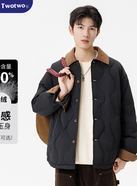 WASSUP TWO TWO2025冬款男装复古经典翻领宽松保暖轻薄羽绒服外套