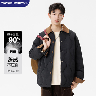 复古经典 WASSUP 男装 TWO2025冬款 翻领宽松保暖轻薄羽绒服外套 TWO