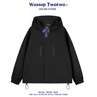 机能防水连帽夹克衫 WASSUP 春秋美式 TWO山系户外冲锋外套男款 TWO