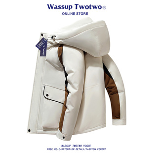 TWO 短款 TWO工装 冬季 连帽耐磨加厚保暖鸭绒外套 羽绒服男士 WASSUP