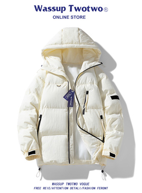 WASSUP TWO TWO棉服男冬季新款防寒保暖棉袄子红色本命年棉衣外套