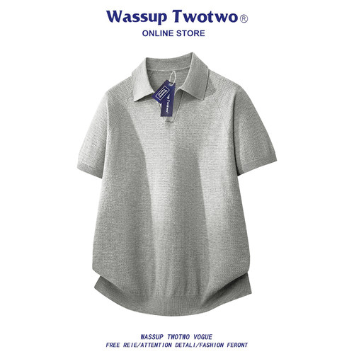 WASSUP夏季美式POLO衫男短袖