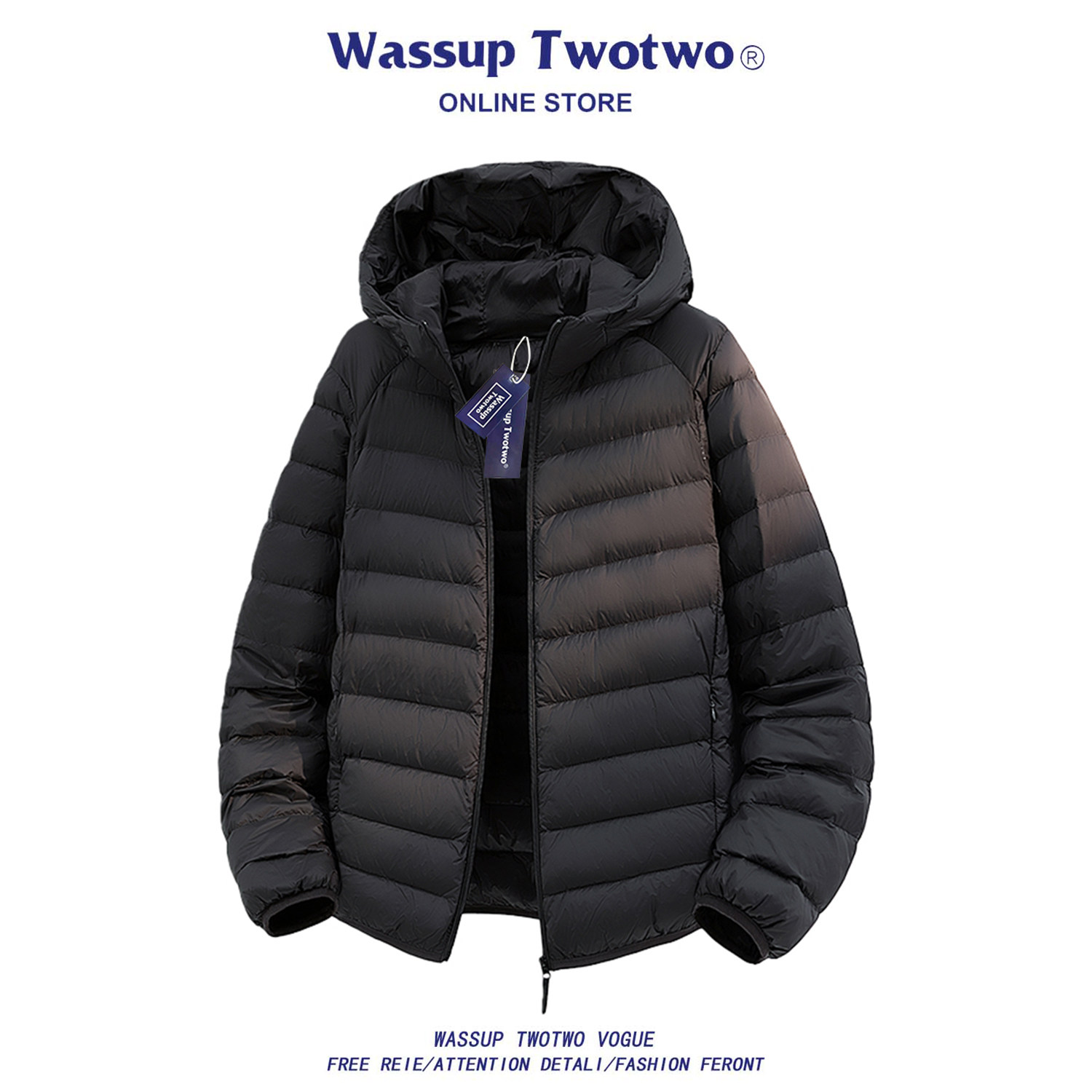 WASSUP TWO TWO轻薄立领排骨羽绒服男款冬季保暖加绒百搭常规外套