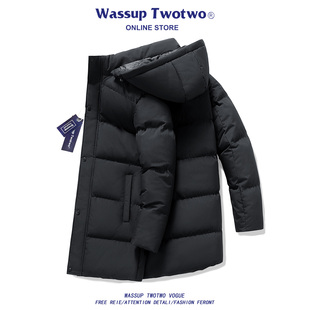 新款 WASSUP 冬季 TWO加厚棉服男长款 连帽可拆卸保暖石墨烯外套 TWO