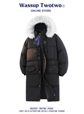 WASSUP TWO TWO中长款座山雕羽绒棉服男款秋冬季加厚保暖棉服外套