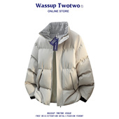 TWO TWO美式 立领棉服男冬季 WASSUP 2025新款 加厚保暖防寒棉衣外套