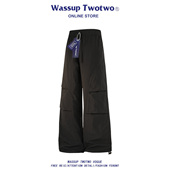 TWO 男直筒裤 TWO美式 WASSUP 弯刀工装 裤 潮牌宽松垂感阔腿休闲长裤