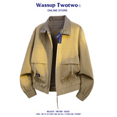 TWO 春秋季 TWO美式 WASSUP 外套男款 新款 工装 休闲宽松翻领夹克上衣